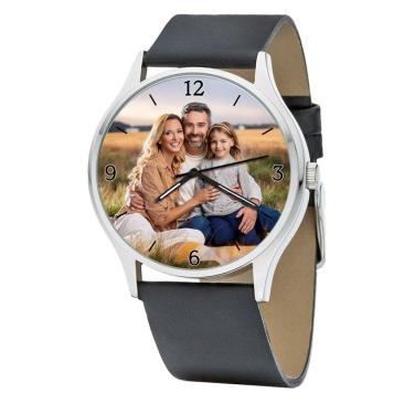 personalisierte Armbanduhr für Herren - Eichmüller Herrenarmbanduhr mit schwarzem Lederarmband Zifferblattvariante 05