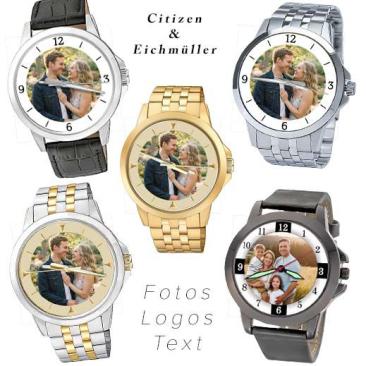 personalisierte Armbanduhren für Männer der Firma Citizen und Eichmüller mit Ihrem Foto/Logo auf dem Zifferblatt