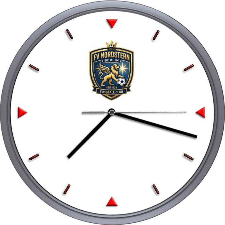 Die Wanduhr mit Funkuhrwerk zum selbst gestalten mit eigenem Zifferblatt als Vereinslogo – Variante 02