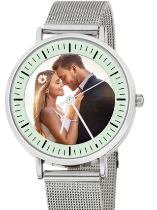 personalisierte Armbanduhr für Damen - Eichmüller Damenarmbanduhr mit Milanaiseband in Silber Zifferblattvariante 02
