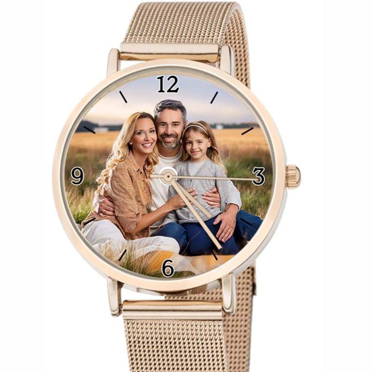 personalisierte Armbanduhr für Damen - Eichmüller Damenarmbanduhr mit Milanaiseband in rosé  Zifferblattvariante 05